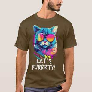 Camiseta Gato do Partido em Óculos de Sol Homens Mulheres 9