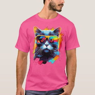 Camiseta Gato do Partido em Óculos de Sol Homens Mulheres d