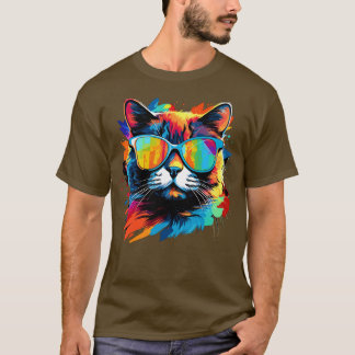 Camiseta Gato do Partido em Óculos de Sol Homens Mulheres d
