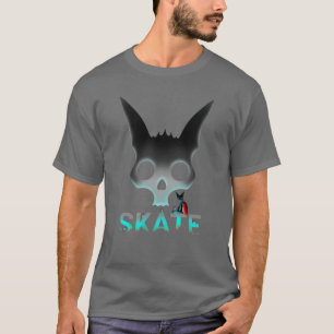 Camiseta Gato do patinador dos grafites do crânio
