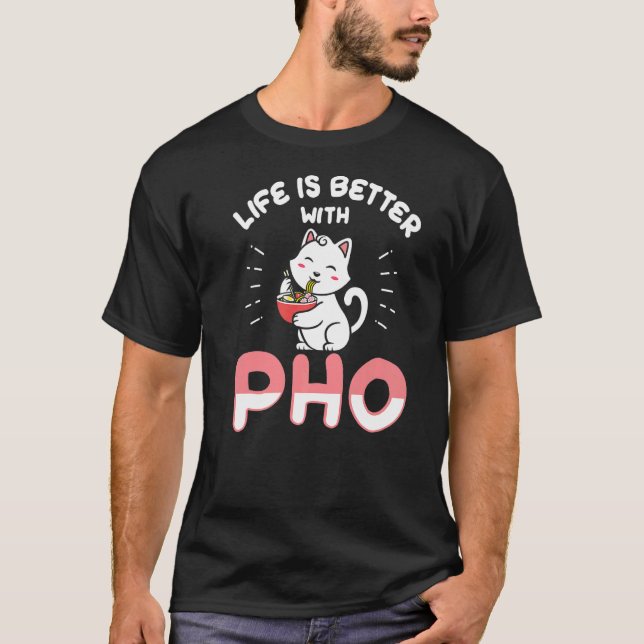 Camiseta Gato do Pho Comendo Com Pho (Frente)
