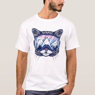 Camiseta Gato do rosto do gatinho com óculos de esqui