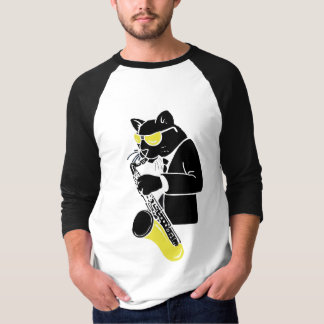 Camiseta Gato do saxofone de conteúdo - amarelo