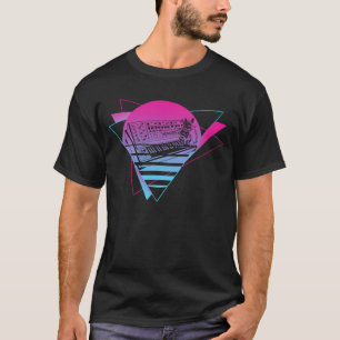 Camiseta Gato do Techno do Vaporwave Analógico do Sintetiza