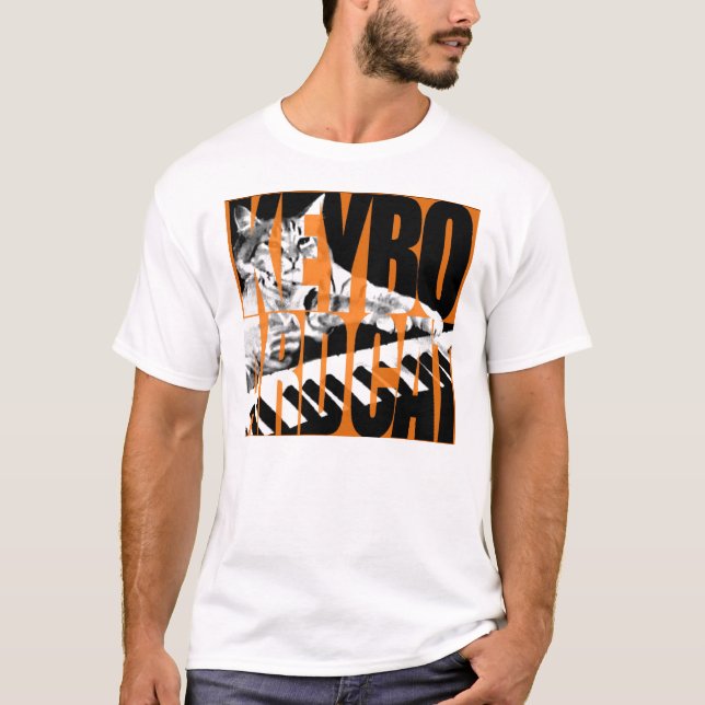 Camiseta Gato do teclado - bloco - T (Frente)