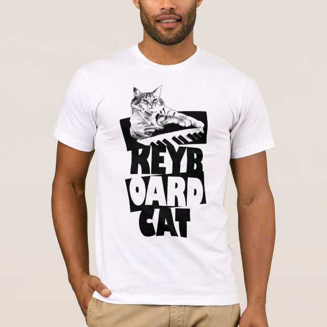 Camiseta Gato do teclado - T empilhado (Frente)