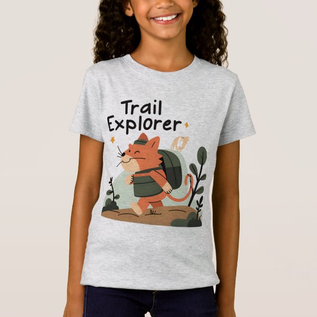 Camiseta Gato do Trail Explorer - Kids Adventure Tee (Frente)