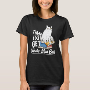 Camiseta Gato Doméstico Gatos e Livros Eruditos