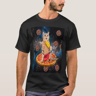 Camiseta Gato Donut Montando Pizza Comendo Sorvete Galáxia 