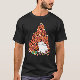 Camiseta Gato Dormindo ao Lado de Abóbora Assustadora de Do