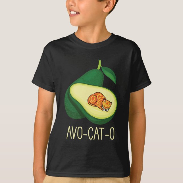 Camiseta Gato Dormindo, Avocado, Foguete Vegetal (Frente)
