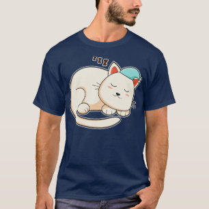 Camiseta Gato Dormindo com Gorro Noturno