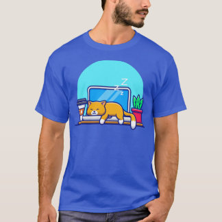 Camiseta Gato Dormindo em Cartoon de laptop