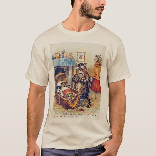 Camiseta Gato Dozinho e Gato Bebê, Louis Wain (Frente)