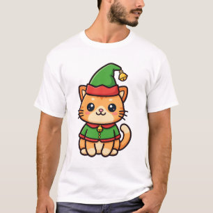Camiseta Gato Duende de Natal Fofo