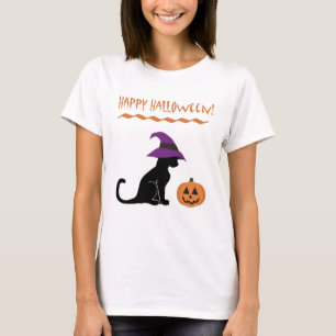 Camiseta Gato e abóbora da bruxa do Dia das Bruxas