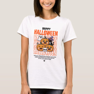 Camiseta Gato e Abóbora de Halloween Grunge Preto e Laranja