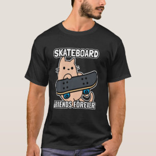 Camiseta Gato E Amigos De Skateboard Para Sempre Sk8