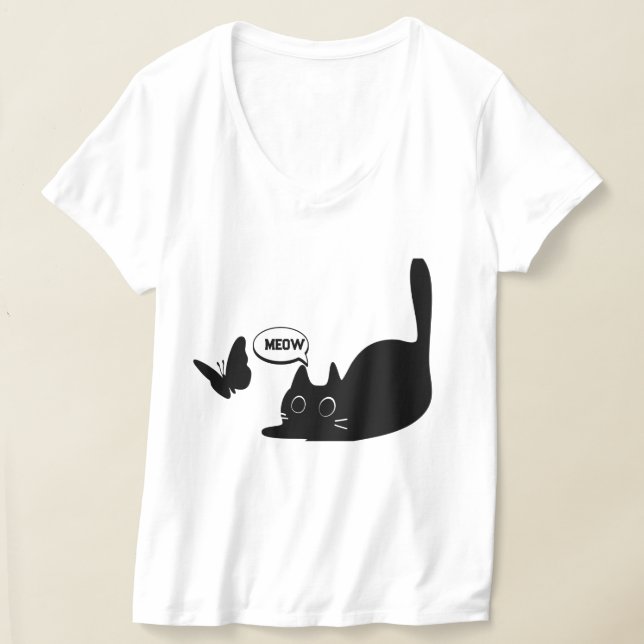 Camiseta Gato e Borboleta Cuja Mata (Postura )