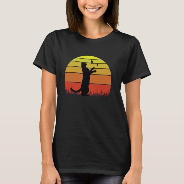 Camiseta Gato e Borboletas Retro (Frente)