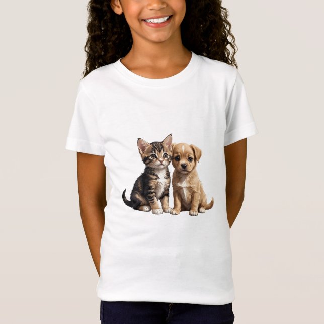 Camiseta Gato e cachorrinho (Frente)