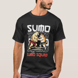Camiseta Gato e Cachorro de Luta de Sumô para um Lutador de