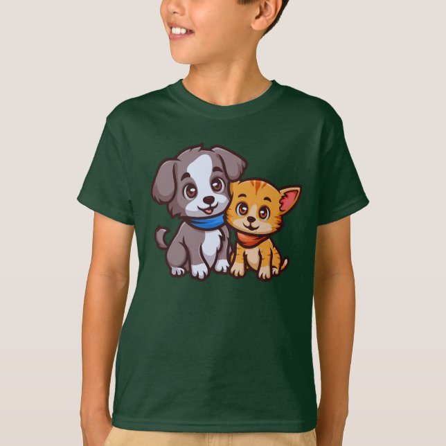 Camiseta Gato e Cachorro Gelados para amantes de os animais (Frente)