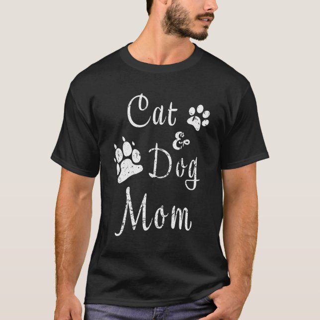 Camiseta Gato E Cachorro Mãe Gatinho E Gatinho De Mamãe E P (Frente)