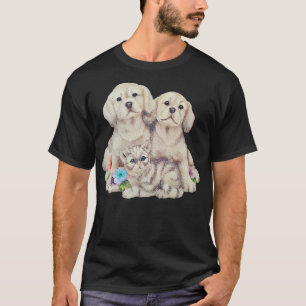 Camiseta Gato e Cães Amor com Cachorro