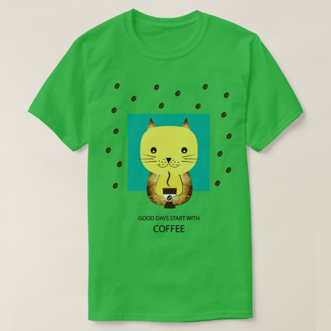 Camiseta Gato e café (Frente do Design)