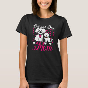 Camiseta Gato E Cão Mãe Animais De Companhia Dia de as mães