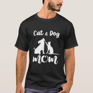 Camiseta Gato E Cão Mamãe Animais De Companhia Adormecem Cã
