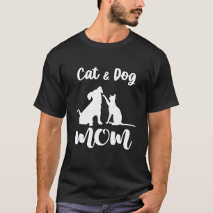 Camiseta Gato E Cão Mamãe Pets Animais Puppy Para Mulheres