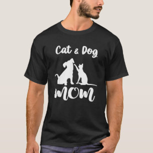 Camiseta Gato E Cão Mamãe Pets Animais Puppy Para Mulheres