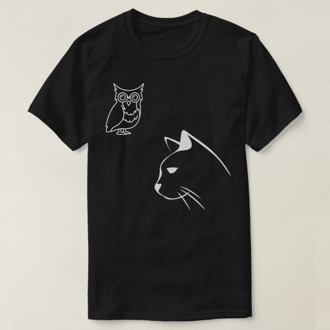 Camiseta Gato e Coruja 1 (Frente do Design)