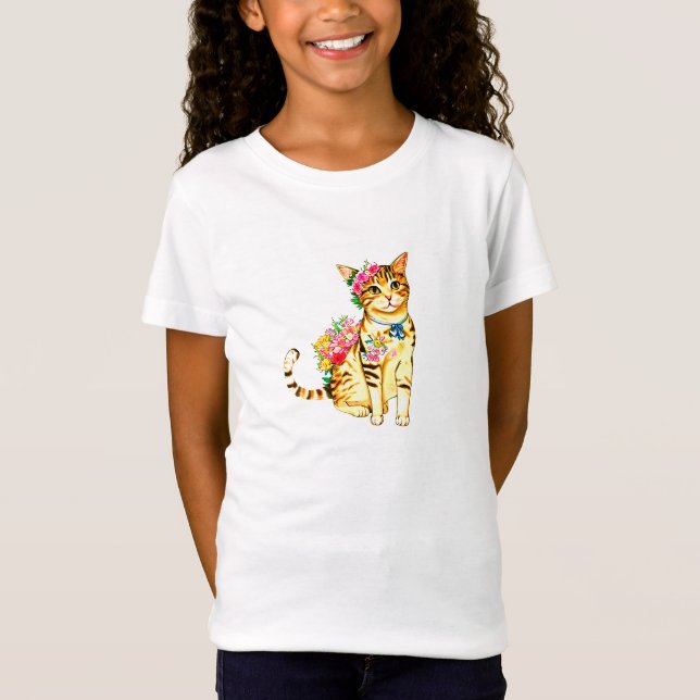 Camiseta Gato e flores (Frente)