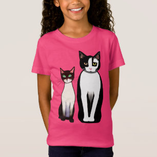 Camiseta Gato e Gato Brancos Modernos Preto e Preto