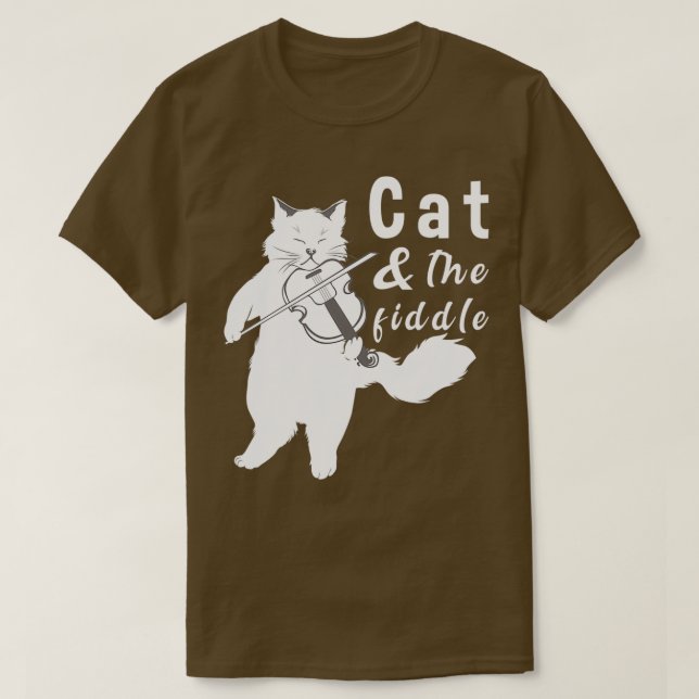 Camiseta Gato e Gato de Fiddle tocando violino (Frente do Design)