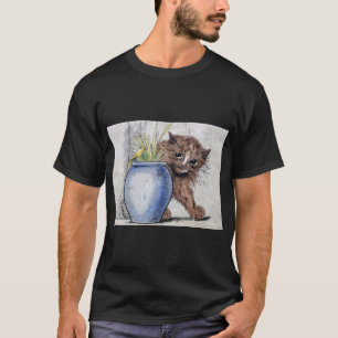 Camiseta Gato e Pássaro Pequeno Amarelo, Louis Wain