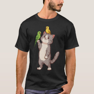 Camiseta Gato e periquitos