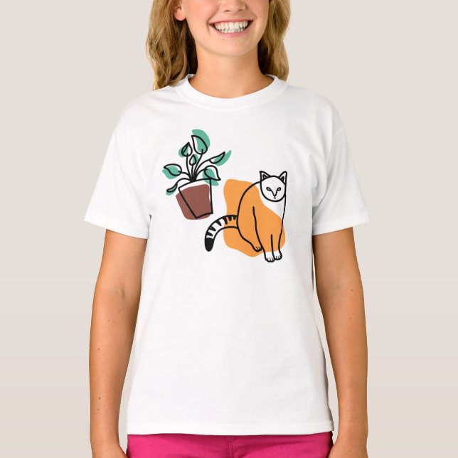Camiseta Gato e planta (Frente)