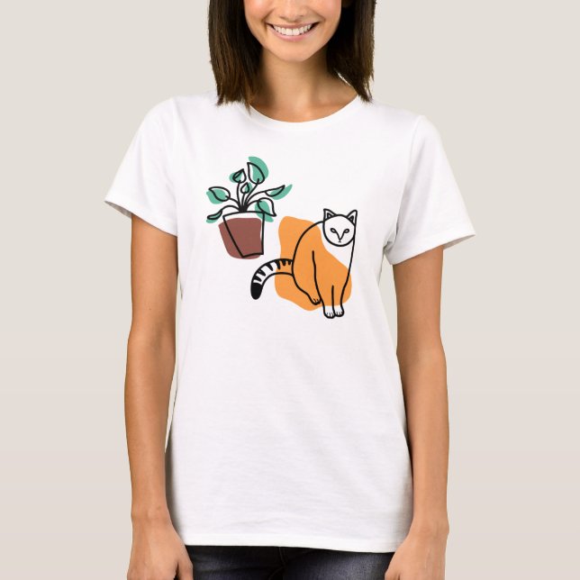 Camiseta Gato e planta (Frente)