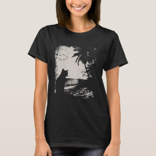 Camiseta Gato e Praia Tropical