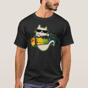Camiseta Gato e skate Skateboard Cat Deck Art