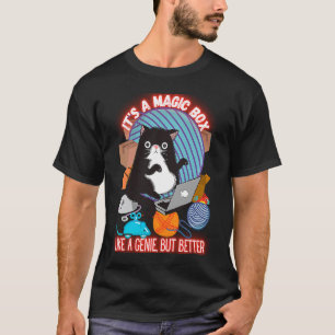 Camiseta Gato É Uma Caixa Mágica Como Um Gênio Mas Melhor