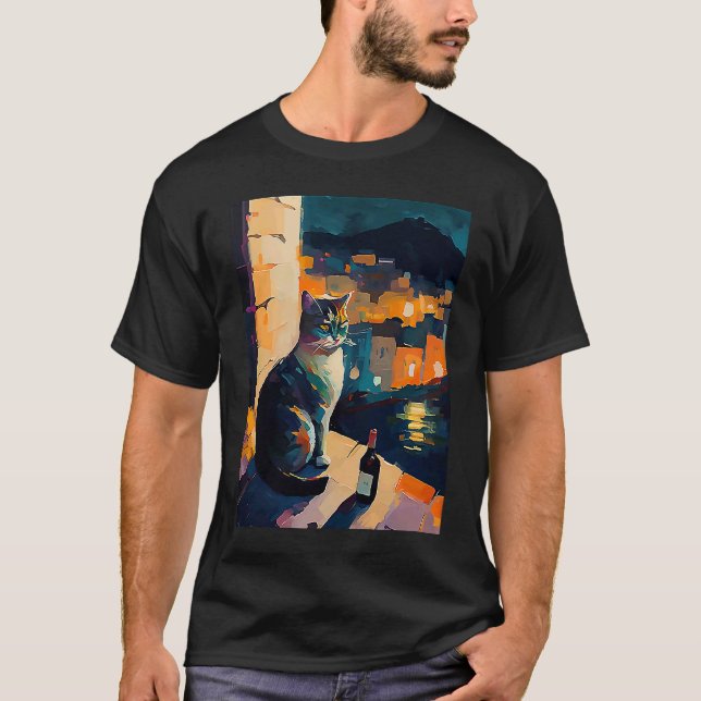 Camiseta Gato e vinho (Frente)