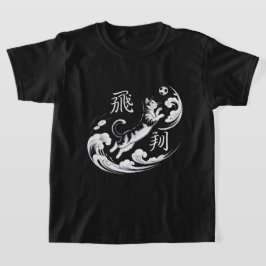 Camiseta Gato Elegante de Ukiyo-e Jogando Futebol para Aman