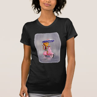Camiseta Gato elegante do gatinho no patinete cor-de-rosa