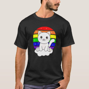 Camiseta Gato Em Arco-Íris De Unicórnio Animais Lindos Unic