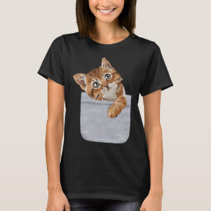 Camiseta Gato Em Bolso Saindo Gato Bonito Pocke